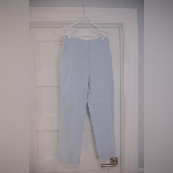 NWT Light Blue Turned Up Straight Leg Zara Pant - Picture 2 of 4